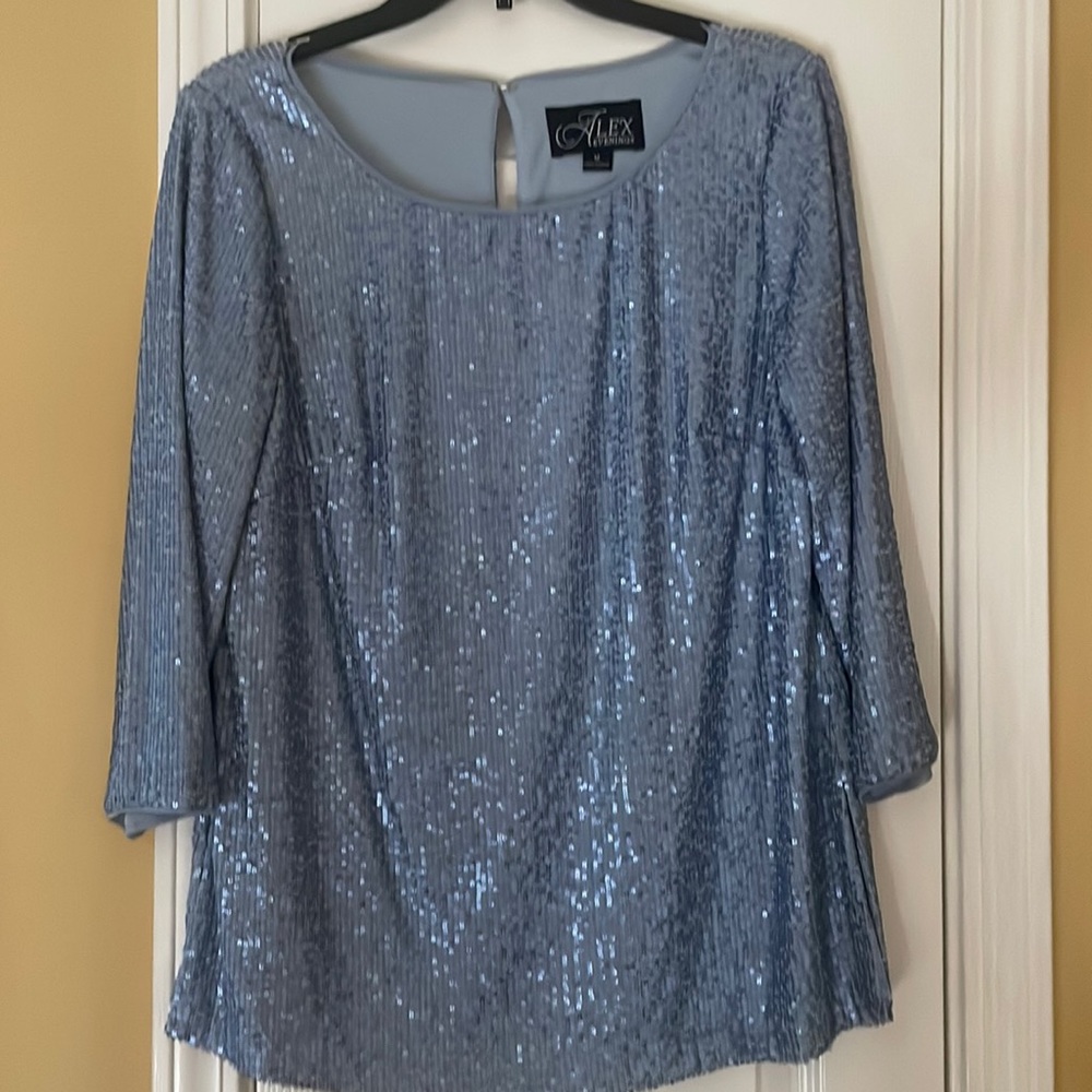 Light Blue Sequined Top